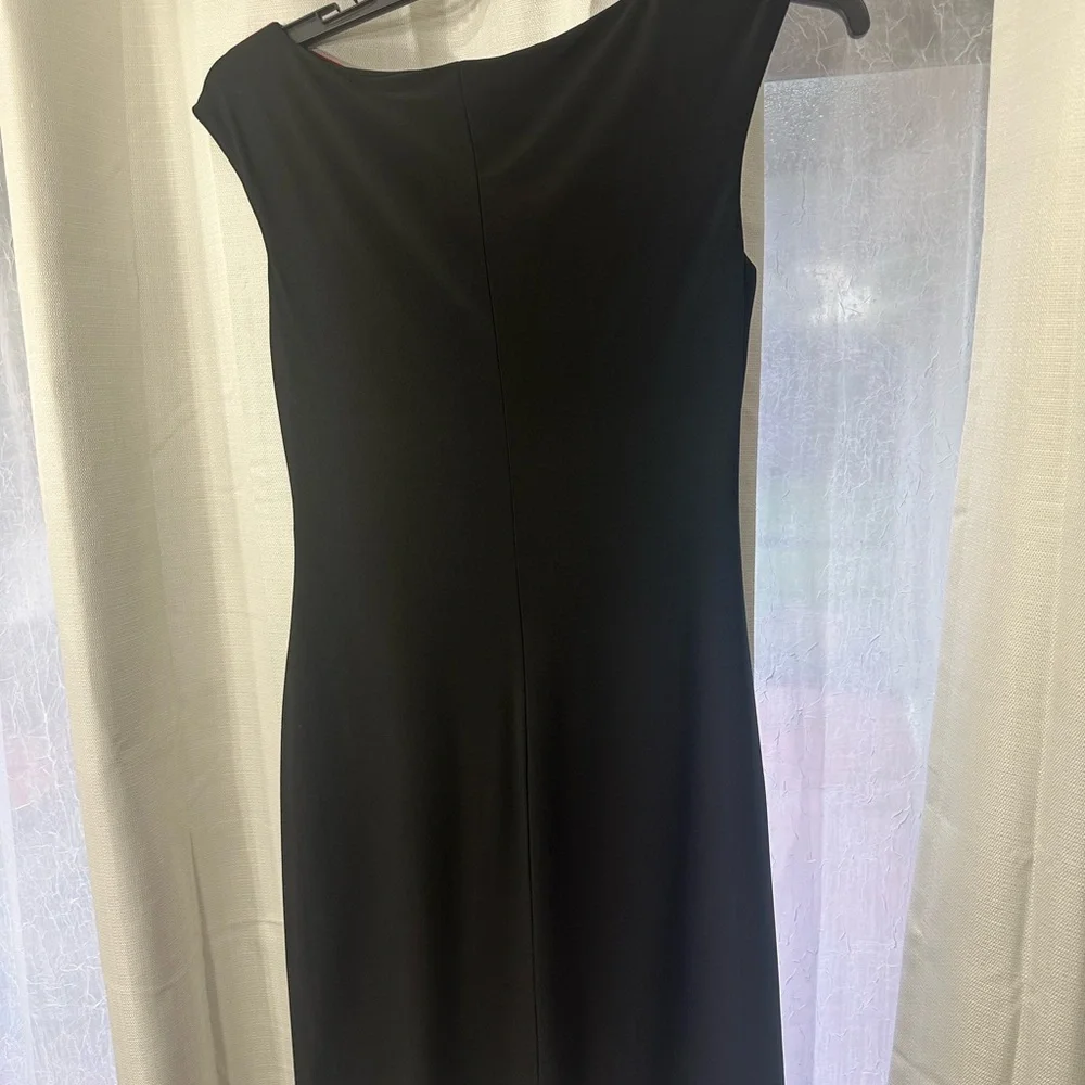 Ralph Lauren Asymmetrical Dress in Black with Pink Floral - Picture 4 of 4